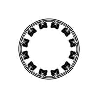Elegant Black and White Ivy Wreath Circle Frame - Minimalist vector