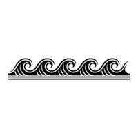 Vectorized Ocean Wave Border, Black on White, Minimalist vector