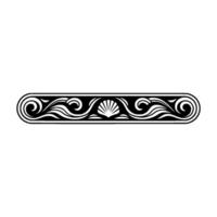 Decorative Black and White Ocean Border with Seashell and Waves vector