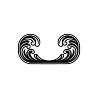 Abstract Wave Crests in Art Deco Style, Black on White vector
