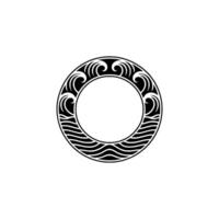 Elegant Wave Circle , Black and White Element vector