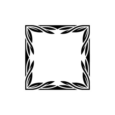 Elegant Black Leaf Frame on Light Gray Background