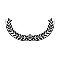 Elegant Black Laurel Wreath with Flower Accent on Gray Background vector