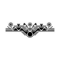 Minimalist Floral Geometric Border in Black White, Repeating Pattern vector