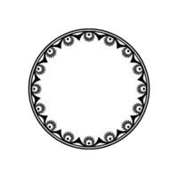 Minimalist Floral Circle Frame, Geometric Border, Black White, Element vector