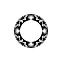 Elegant Decorative Circular Frame with Seashell Motif - Black White vector