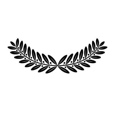 Elegant Black Olive Branch Wreath on White Background