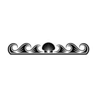 Coastal Border Illustration with Seashell and Waves vector