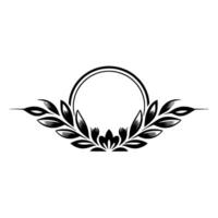 Elegant Floral Wreath with Circle Frame in Black and White vector