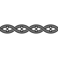 Black and White Floral Vine Border Pattern on White Background vector