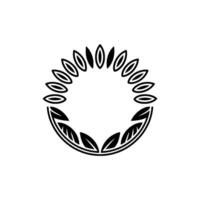 Black White Leafy Wreath , Minimalist vector