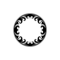 Ornate Circular Frame Element, Black and White vector