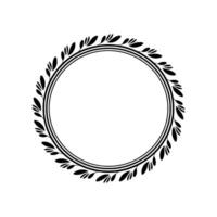 Minimalist Black Leaf Wreath Circle Frame on Light Background vector
