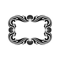 Elegant Art Deco Frame with Seashells, Black on White, Illustration vector