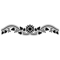 Elegant Black Sunflower Foliage Border on White vector