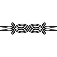 Black Line Art Border with Leaf and Woven Pattern on White Background vector
