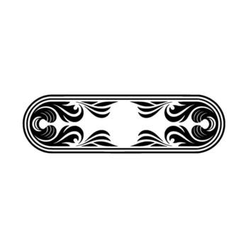 Ornate Black Scroll Rectangle Frame on White Background vector