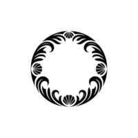 Elegant Black Floral- Circle Frame on Gray Background vector