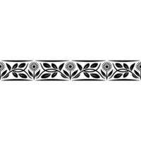 Black Floral Border Pattern on White Background, Art Deco Style vector
