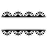 Sunflower Border Elements Black Line Art, Divider , Minimalist vector