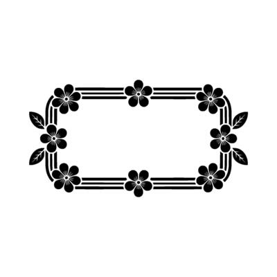 Elegant Floral Frame with Leaves - Black and White Border