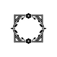 Elegant Floral Square Frame, Japanese-Inspired vector