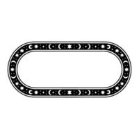 Celestial Frame Ornate Oval Border with Stars Moons, Minimalist vector