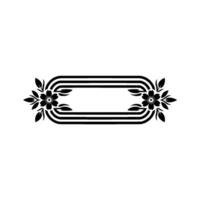 Floral Rectangular Frame Black and White Minimalist Element vector
