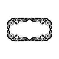 Elegant Floral Frame in Black and White on Light, Gray Background vector