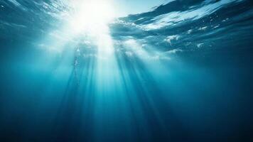 Cinematic Underwater Ocean Scene with Rippling Waves and Sunlight Rays Tranquil Ambient Background video