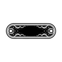 Decorative Black and White Ornamented Oval Badge, Celestial vector