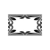 Elegant Decorative Frame Floral Border Element in Black and White vector