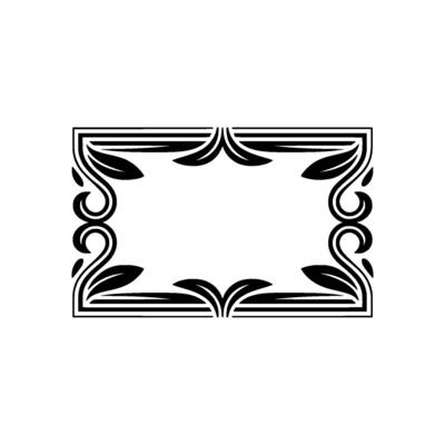 Elegant Decorative Frame Floral Border Element in Black and White