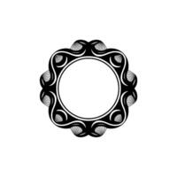 Elegant Art Deco Circle Frame, Black and White, Element vector