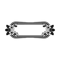 Elegant Floral Frame in Black, and White, Minimalist vector