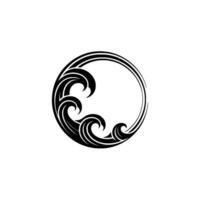 Abstract Wave Circle Minimalist Black and White vector