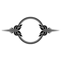 Elegant Floral Circle Frame in Black on White, Decorative vector