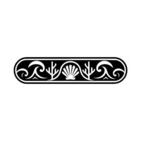 Elegant Ocean Border Waves, Shell, Coral, Black and White vector