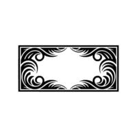 Decorative Black White Rectangular Frame Ornamental Swirls vector