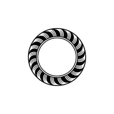 Abstract Geometric Circle Motif with Tire-like Pattern on White