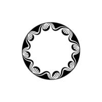 Decorative Circle Frame, Black and White Floral on a Gray Background vector