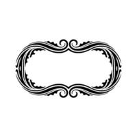 Elegant Oval Scroll Frame in Black and White, Element vector