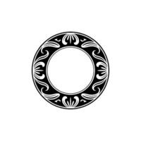 Ornate Black Circular Frame on White, Decorative , Elegant Style vector