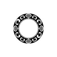 Elegant Circular Frame with Shell and Swirl on White vector