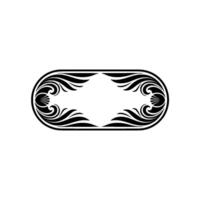 Ornate Black and White Oval Frame with Decorative Floral Elements on White Background vector