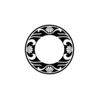 Elegant Black and White Decorative Circle Frame, Shell Motif vector