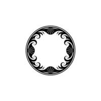 Ornate Black Circular Frame on White, Decorative Element vector