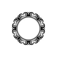 Elegant Black White Ornamental Circular Frame on White Background vector