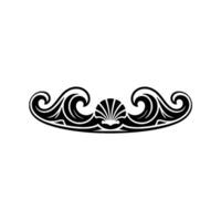 Decorative Ocean Waves and Seashell , Black on White vector
