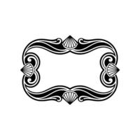 Art Nouveau Sea Shell Frame, Elegant Black White Element vector